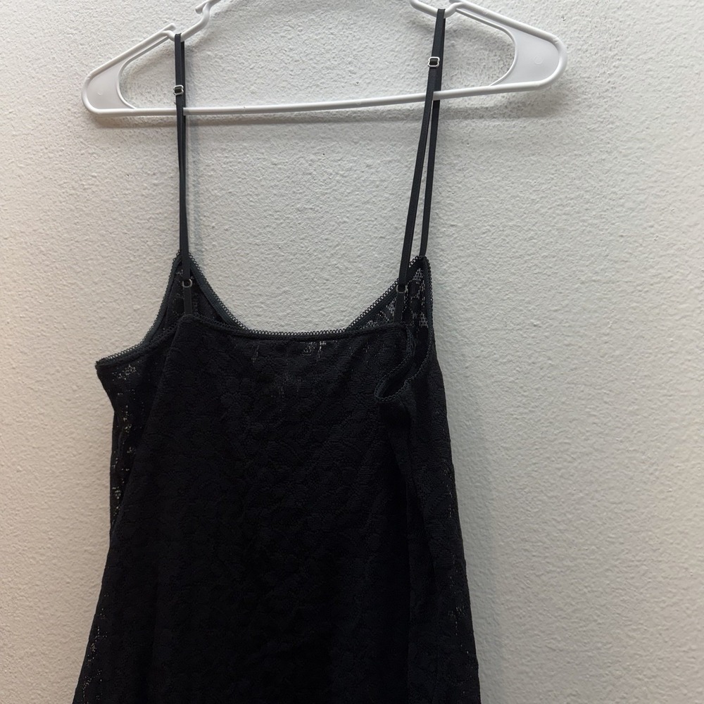 August Moon Slip Dress Mini Black All Over Lace Sheer Fairy Whimsigoth Y2K Sz L - Picture 7 of 8
